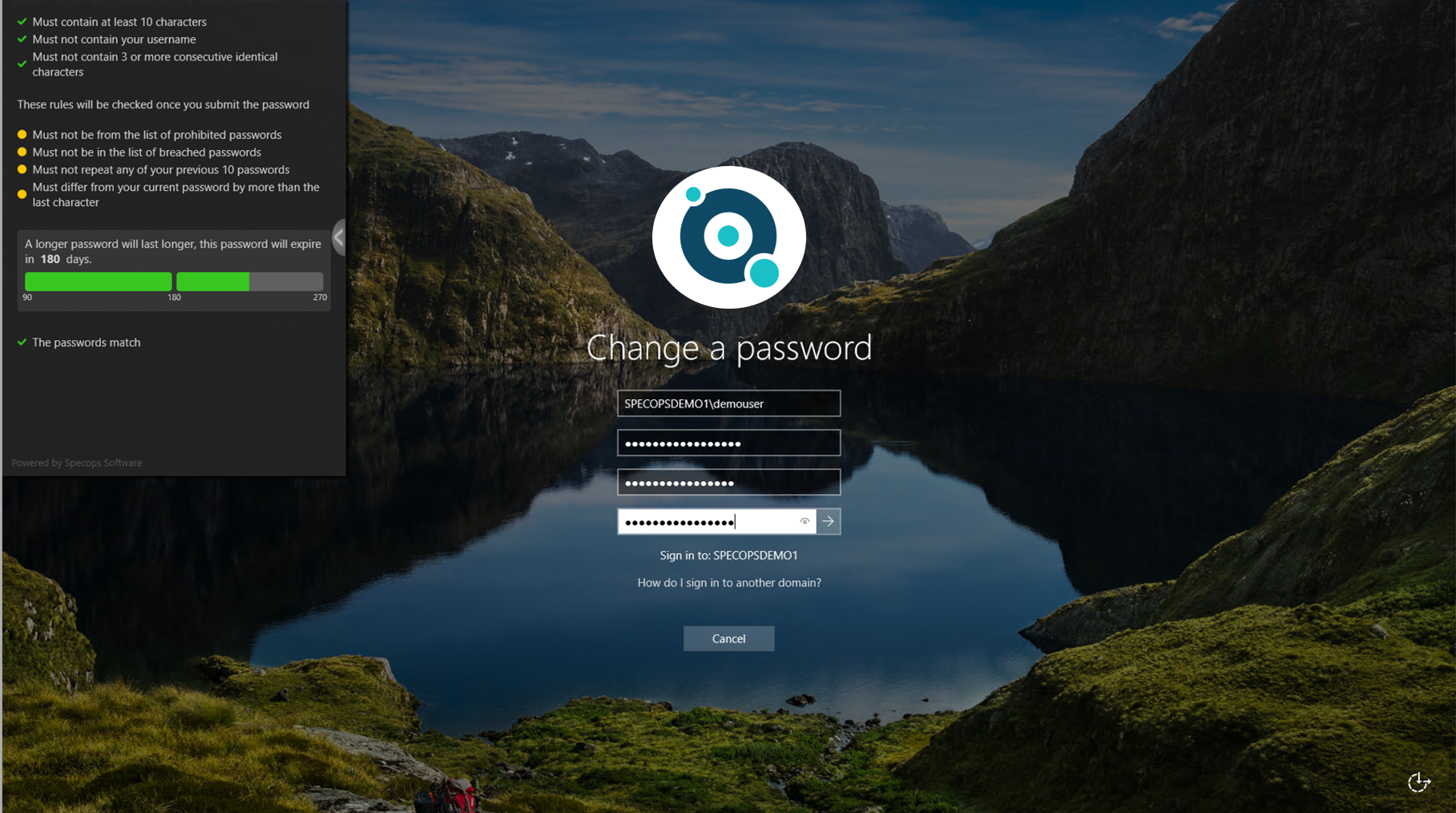 screenshot of Specops Password Policy